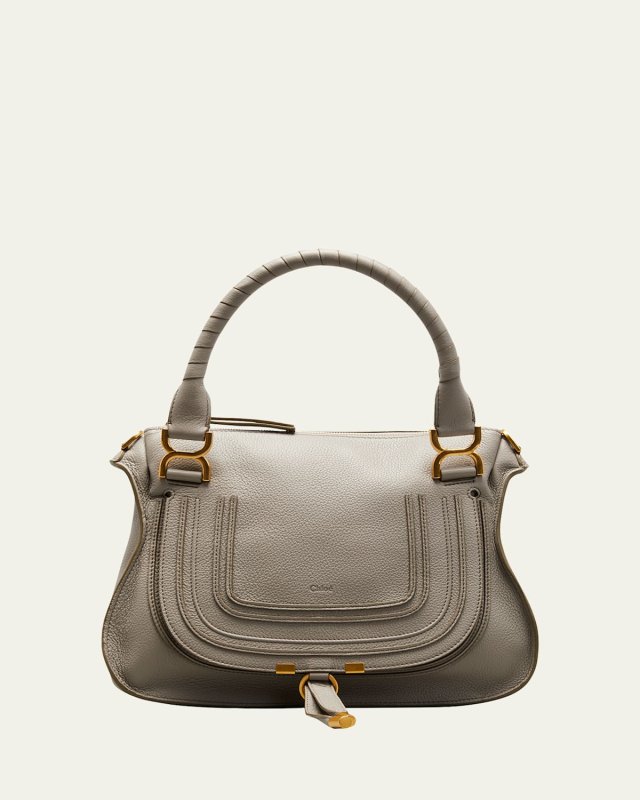 Marcie Medium Double Carry Satchel Bag in Grained Leather